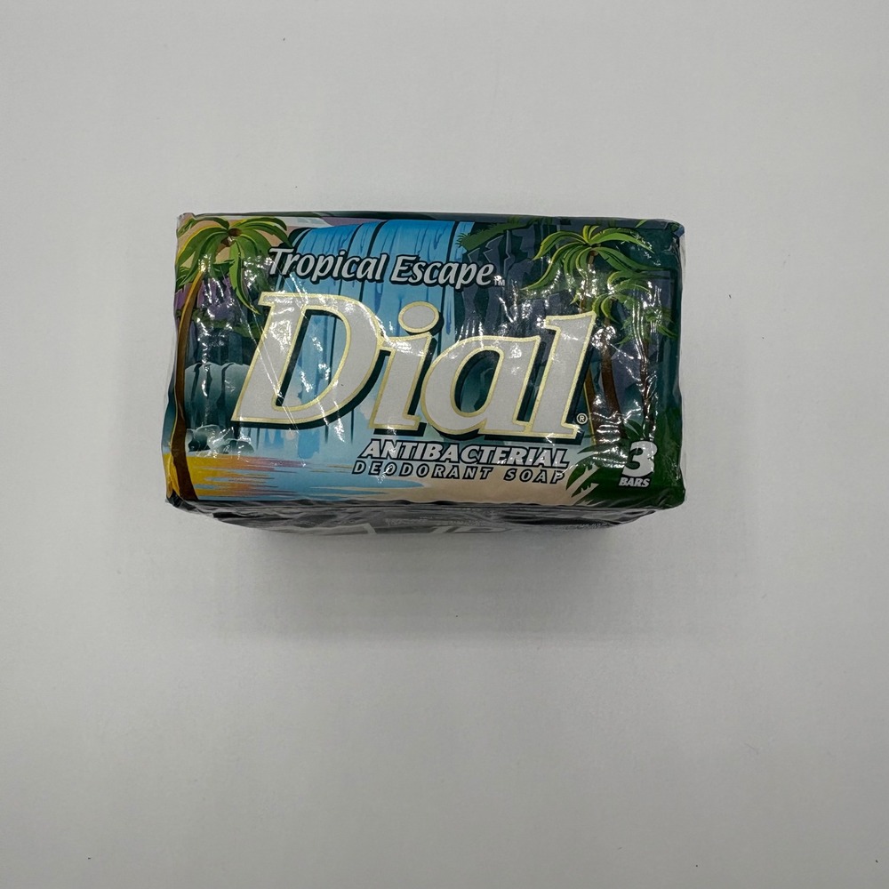 Dial Tropical Escape Antibacterial Deodorant Soap 3 Pack 4.5oz Bath Bars New Old - Picture 6 of 6